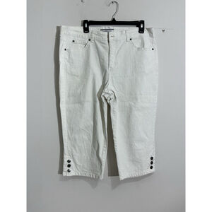 Womans Croft & Barrow Stretch Natural Fit White Cropped Denim Button Accent 16